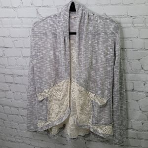 Miss me laced open front cardigan